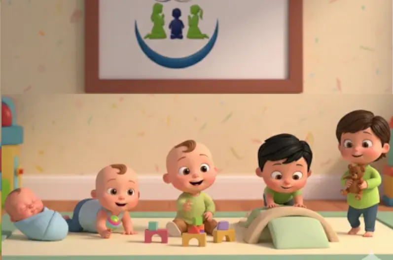 ilustración de bebés en la clínica pediátrica Nuestra Señora de Fàtima